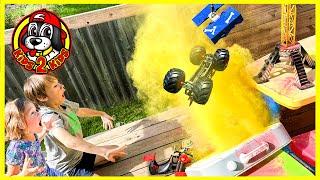 Monster Jam & Hot Wheels Monster Trucks SMOKIEST OBSTACLE COURSE Sharks & Volcano Eruption!