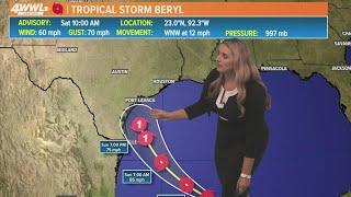 Saturday 10AM Tropical Storm Beryl Update: Texas coast on notice for strike