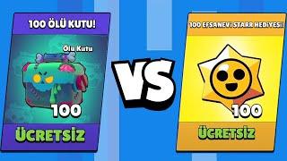 100 ÜCRETSİZ ÖLÜ KUTU vs 100 ÜCRETSİZ EFSANEVİ STARR HEDİYESİ HANGİSİ DAHA İYİ? Brawl Stars