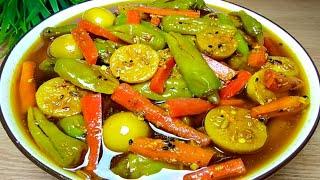 Mix Achar Recipe | Mix Pickle Recipe | Lemon Gajar Hari Mirch Ka Achar | Achar Banane Ka Tarika |