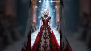 Royal White Cat in Golden Blue Dress | Viral Cat Video | Trending YT Shorts | Cute Cats | #catwalk