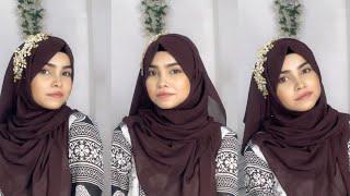 Hijab tutorial with tiara | new hijab tutorial | new hijab style | wedding hijab tutorial | GRWM