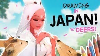 DRAWING MY CHARACTER IN JAPAN! (with Deers!)