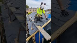 Cutting natural slate #slate #roofer #roofing