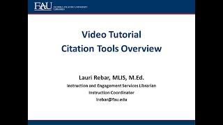 Citation Tools Overview and Mendeley