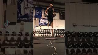 Zach jumping a 33 inch vertical with 35 pounds in each hand.