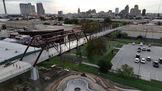 Drone footage of the Hays Street Bridge