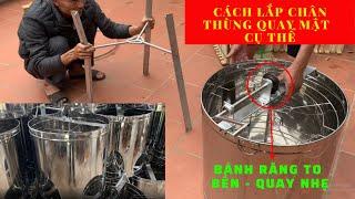 thùng quay mật 4 cầu inox hoàn toàn bánh răng to có chân ship cod toàn quốc