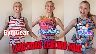 Christmas LEOTARD HAUL and TRY ON! Plum Practicewear, GymGear, and Snowflake Designs!