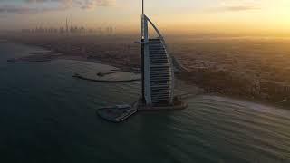 Aerial View of the Persian Gulf with Dubai sky | Premium Video Footage | 4K