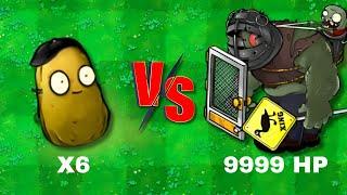 PvZ Hybrid Challenge - 6 Nut Imitator Vs  1 Red-Eyed Giga Gargantuar 9999 HP, Who will win?