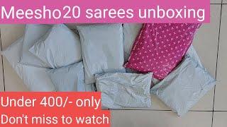 20 Meesho sarees unboxing|| below 399/- || daily wear saree collection|| Collection corner