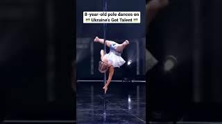 8-year-old Daria pole dancing on Ukraine Got Talent #poledance #kidsdance #ballerina #agt #dance