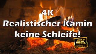 4K 3 Stunden realistischen Kaminfeuer. Entspanntes abbrennen, keine Schleife!