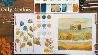 Only 2 colors - Limited palette with Kuretake Art Nouveau - painting