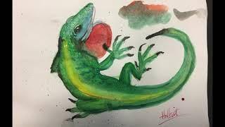 Lizard, Watercolor, Doodlewash June 2022 Art Challenge