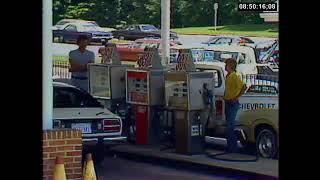 Waiting in line to fill up the car in 1979