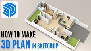 How to Make 3d Floor Plan in Sketchup (Sketchup Tutorial)