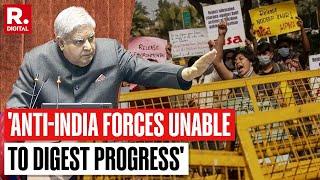 BREAKING: VP Dhankhar Warns Against Anti-India Forces, Says 'Some Unable To Digest India's Progress'