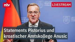 LIVE: Statements von Verteidigungsminister Pistorius und seinem kroatischen Amtskollegen Anusic