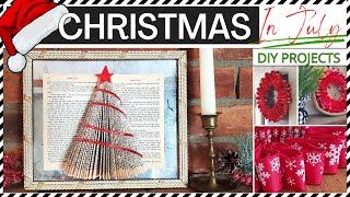  CHRISTMAS IN JULY Easy DIY Home DECOR PROJECTS - Folded book pages Christmas tree & Ribbon wreath