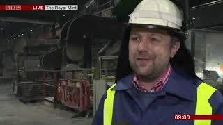 BBC Breakfast - Melting old one pound coins at The Royal Mint