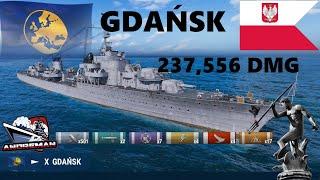 Gdańsk Polski niszczyciel z linii Europejskiej 237 556 DMG World of warships (wows)