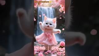 Heart - Touching Pink kitten Dance  #shorts #shortsfeed #usacats #cutecat #catshorts