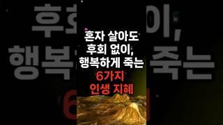 혼자 살아도 후회없이, 행복하게 죽는 6가지 인생 지혜! #삶의지혜 #행복한노후 #100세시대