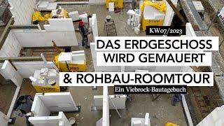 Bautagebuch KW 07/2023 - Rohbau Roomtour. Erdgeschoss wird gemauert! Hausbau mit Viebrock