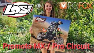 Losi Promoto MX in der Pro Circuit Version von RCFOX Unboxing und technische Beschreibung