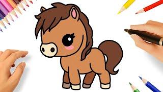 HOW TO DRAW A HORSE KAWAII EASY 