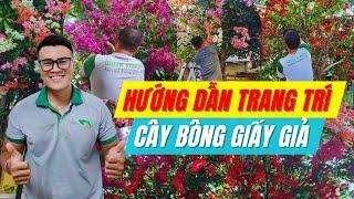 Trang trí cây giả | Hướng dẫn chi tiết TRANG TRÍ CÂY BÔNG GIẤY GIẢ siêu đẹp và siêu đơn giản