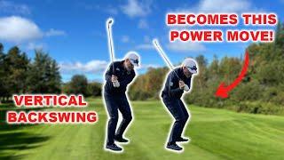 FREE WHEELING VERTICAL BACKSWING to SHALLOW AND LOADED DOWNSWING (huge power move!)