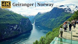 Geiranger, Norway 4K Walking Tour June 2023 - UNESCO World Heritage Geirangerfjord