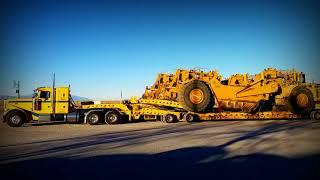 CRS Heavy Haul moving 657 scrapers live action oversize pilot filming