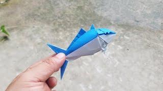 Origami Yellowtail fish Designed by Katsuta Kyohei