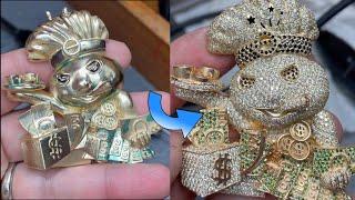 Process of making full iced out chef pendant/diamond pave setting/