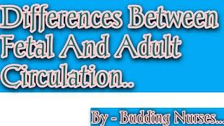 Differences| Between |Fetal And Adult | Circulation