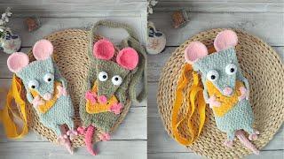 Вязаная крючком сумка крыска - мышка, оригинальная сумка крючком