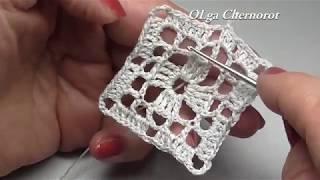 Filet Crochet  CROCHET Square part 1 Вязаный квадрат крючком филейной сеткой