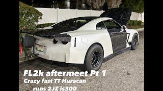 Crazy Twin Turbo Huracan destroys 2jz IS300 on a roll!!! (Must watch)