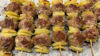 MEATBALLS AND POTATO SKEWERS by Betty and Marco - Quick and easy recipe - SUB ENG