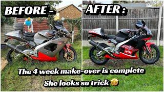 Barn Find Motorcycle Project - Aprilia RSV abandoned wrecked now painted - Restoration complete!