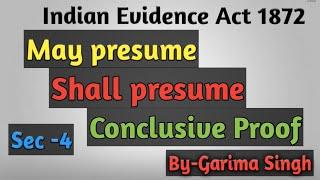 May Presume Shall Presume Conclusive Proof  Sec-4 Indian Evidence Act 1872 ||  Judiciary APO LLB LAW