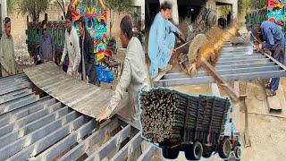 Incredible Process of Manufacturing Heavy Tractor Trailer Trolley for Loading Tons of Wood Logs