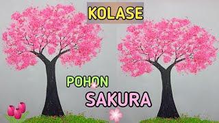 Trik Mudah membuat Kolase Pohon Sakura || how to make cherry blossom collage