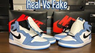 Air Jordan 1 UNC/university blue. Real vs Fake review. @goat and  Updated fake pairs . Check it out!