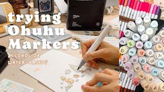 Illustrating With Ohuhu Markers  trying alcohol & water based markers | review