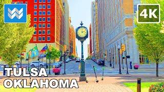 [4K] Downtown Tulsa Oklahoma, USA - Virtual Walking Tour & Travel Guide  Binaural City Sounds